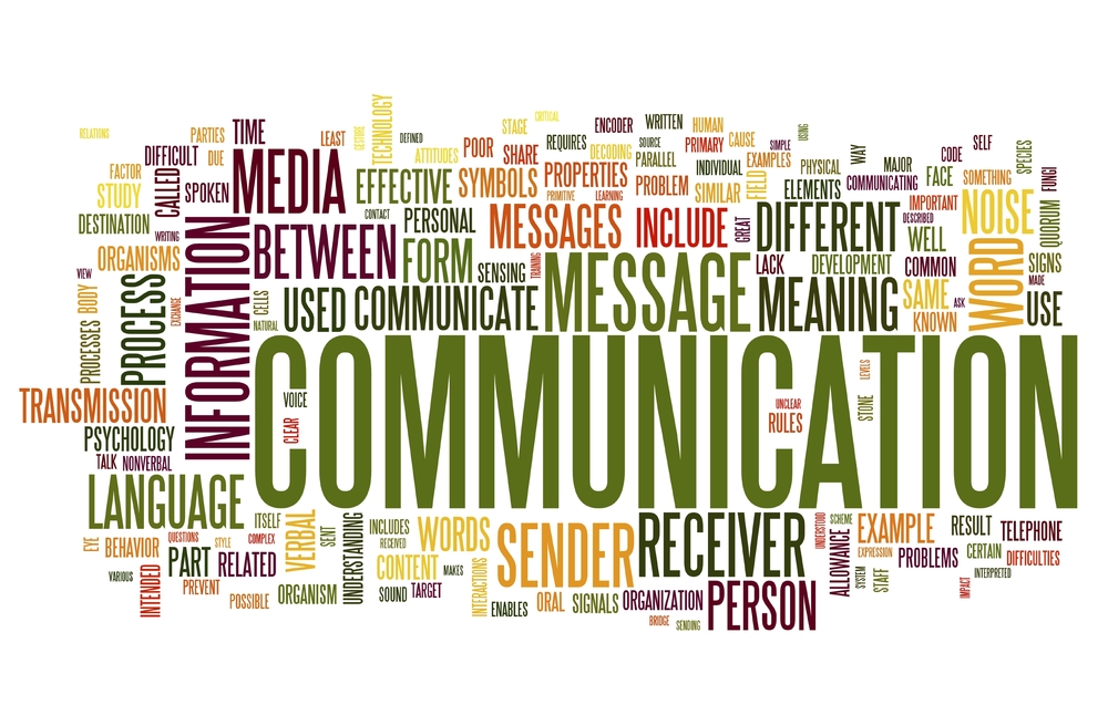 Communication concept in word tag cloud